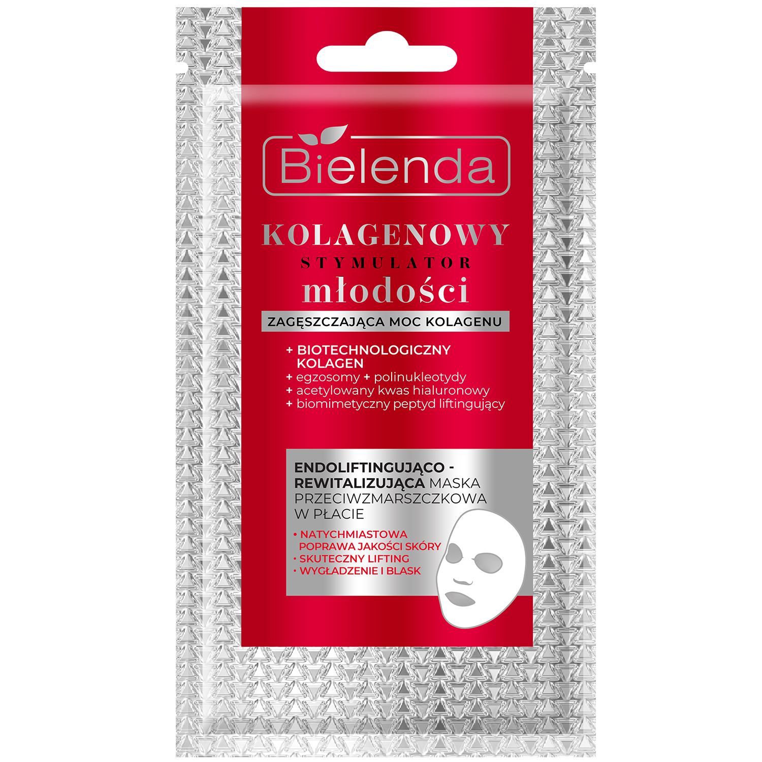 Nieznana Bielenda Kolagenowy Stymulator Młodości, endoliftingująco-rewitalizująca maska przeciwzmarszczkowa w płacie na twarz, 1 sztuka — Składniki i ocena
