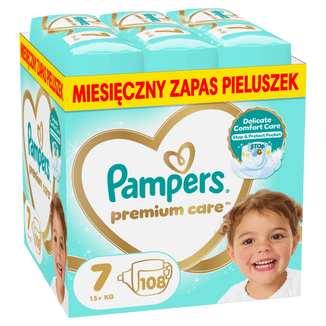 Pampers Premium Care 7 (15+ kg), pieluchy, 108 sztuk USZKODZONE OPAKOWANIE Pampers Premium Care 7 (15+ kg), pieluchy, 108 sztuk USZKODZONE OPAKOWANIE - zdjęcie produktu