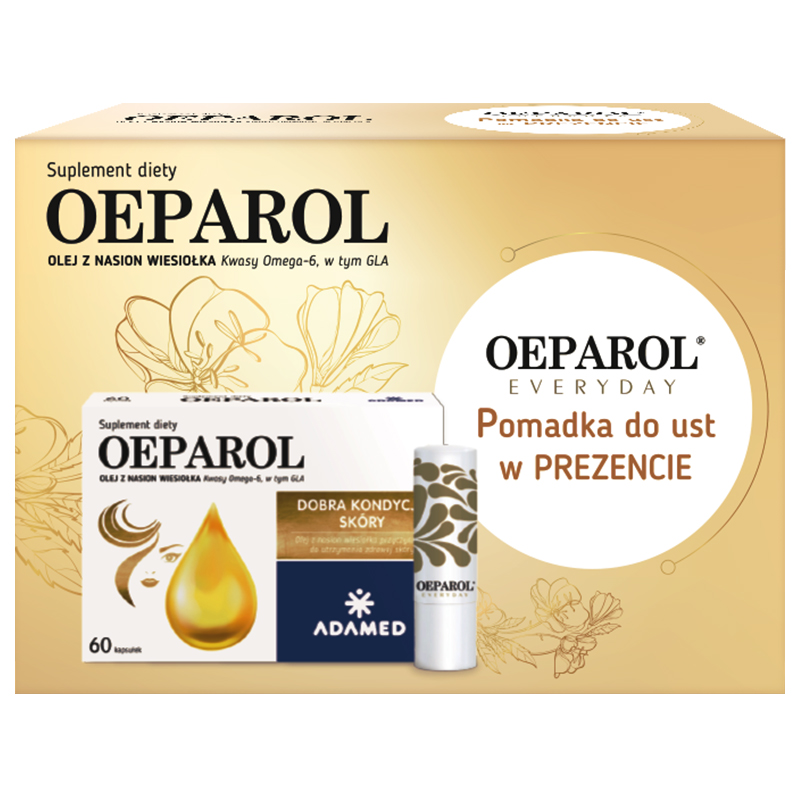 Oeparol Zestaw Oeparol, olej z nasion wiesiołka, 60 kapsułek + Everyday, pomadka ochronna do ust, 4,8 g gratis — Składniki i ocena