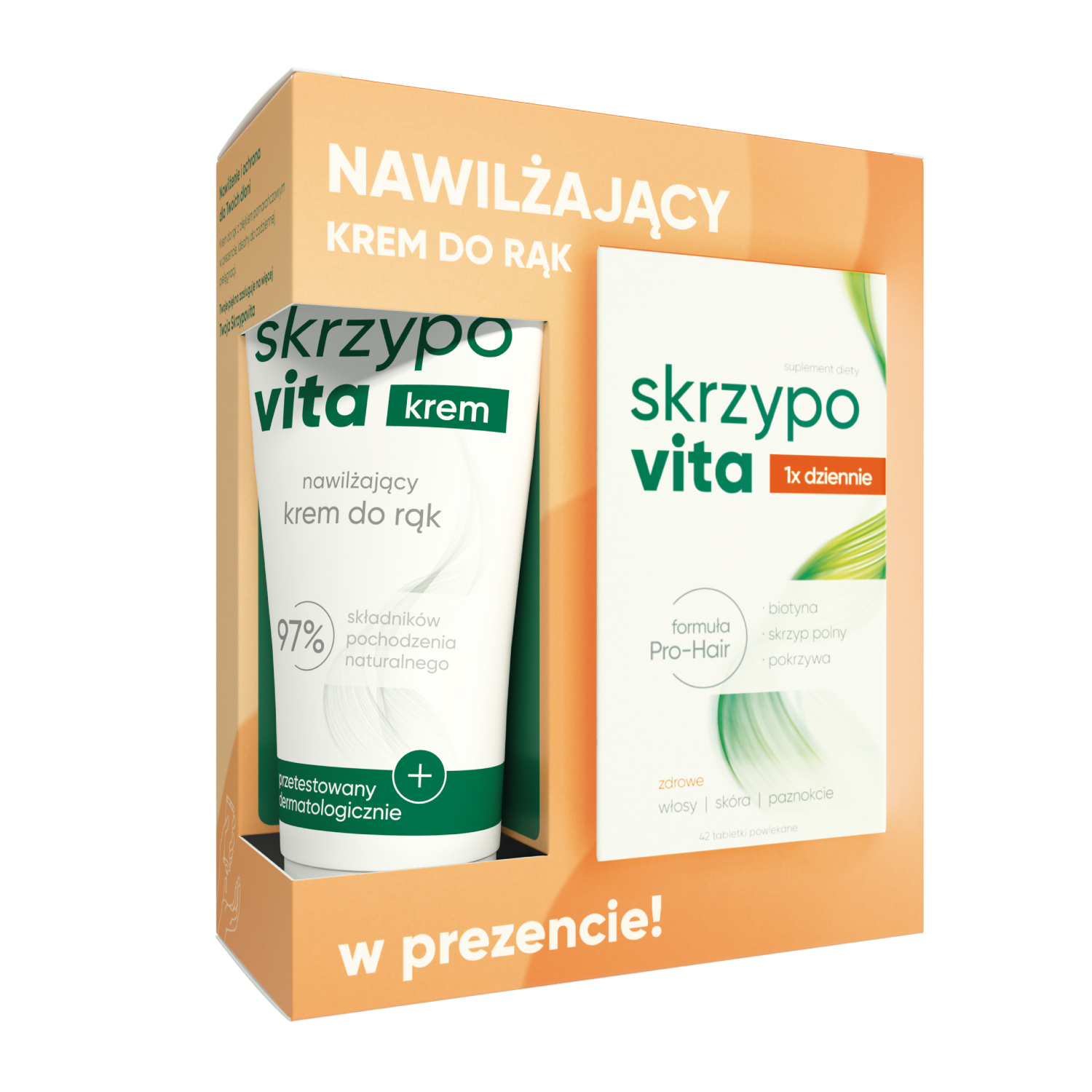 Skrzypovita Zestaw Skrzypovita 1 x dziennie, 42 tabletki powlekane + nawilżający krem do rąk, 50 ml gratis