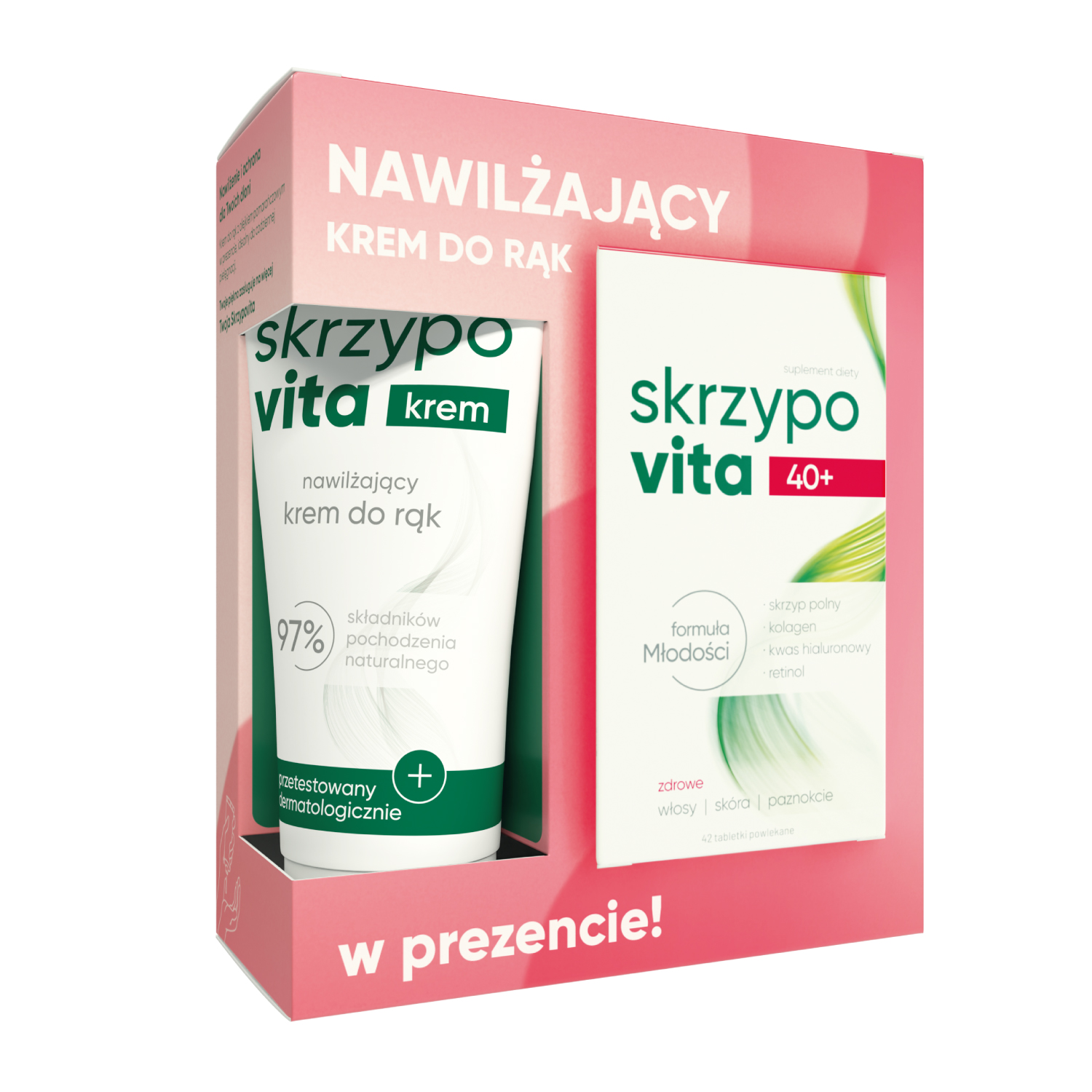 Skrzypovita Zestaw Skrzypovita 40+, 42 tabletki powlekane + nawilżający krem do rąk, 50 ml gratis — Inhaltsstoffe und Bewertung