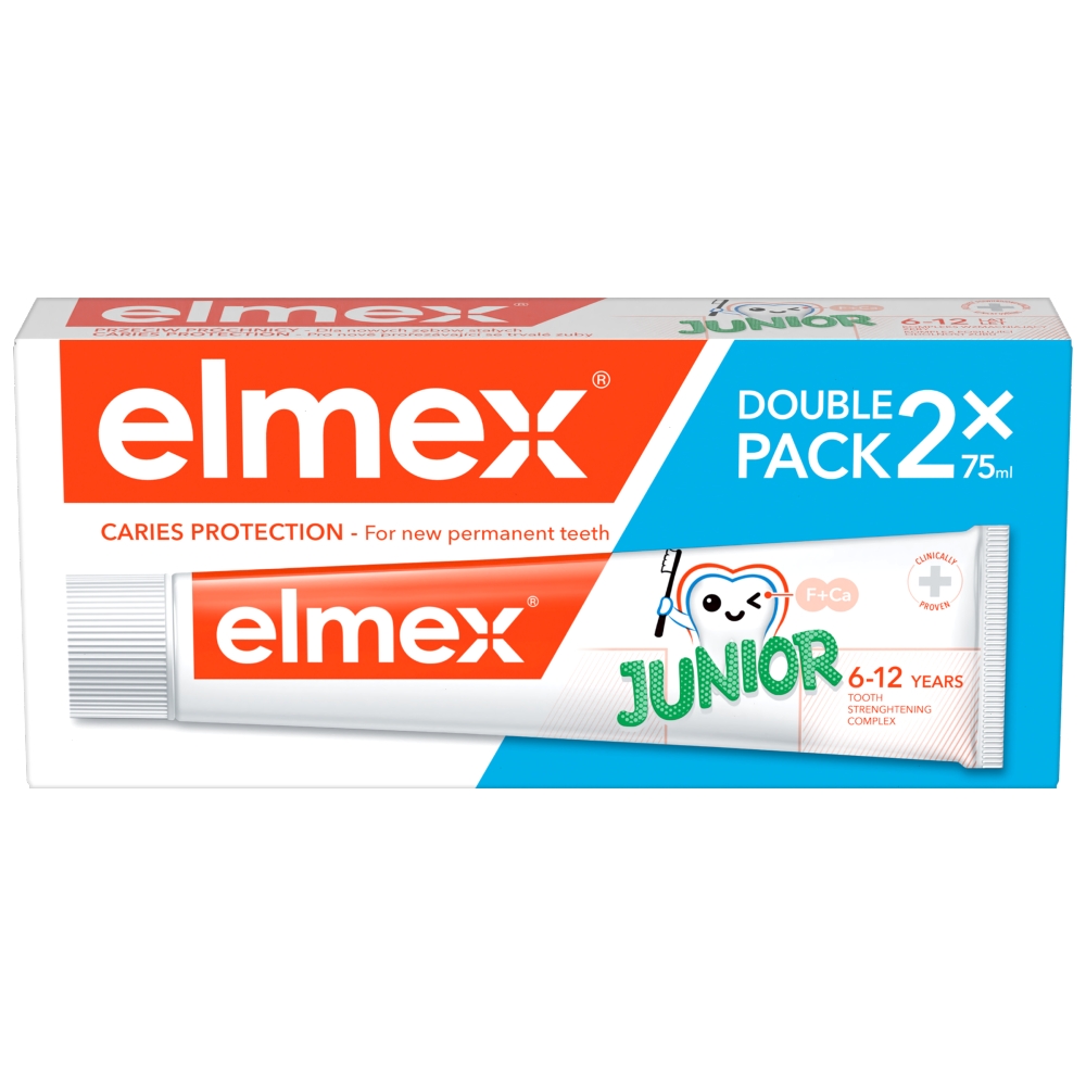 Elmex Elmex Junior, Zahnpasta für Kinder, 6-12 lat, 2 x 75 ml — Inhaltsstoffe und Bewertung