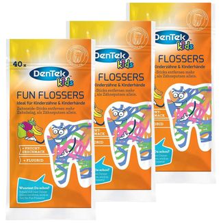 Zestaw DenTek Kids Fun Flosser, wykałaczki z nicią dentystyczną dla dzieci, 3 x 40 sztuk - zdjęcie produktu