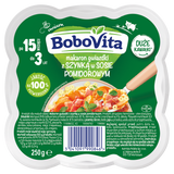 BoboVita Obiadek, makaron gwiazdki z szynką w sosie pomidorowym, 250 g - miniaturka zdjęcia produktu