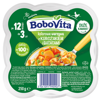 BoboVita Obiadek, kolorowe warzywa z kurczakiem i batatami, 250 g KRÓTKA DATA - zdjęcie produktu