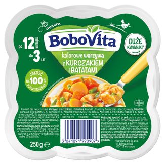 BoboVita Obiadek, kolorowe warzywa z kurczakiem i batatami, 250 g - zdjęcie produktu