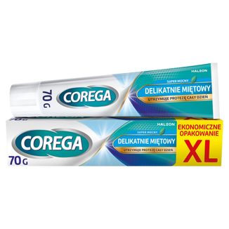 Corega Super Mocny, krem mocujący do protez zębowych, delikatnie miętowy, 70 g - zdjęcie produktu