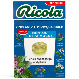 Ricola Mentol, szwajcarskie cukierki ziołowe, bez cukru, 27,5 g - zdjęcie produktu