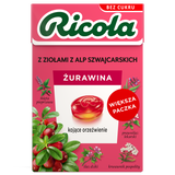 Ricola Żurawina, szwajcarskie cukierki ziołowe, bez cukru, 40 g - miniaturka zdjęcia produktu
