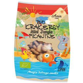 Ania Mini Jungle Bio Krakersy Pikantne, 100 g KRÓTKA DATA - zdjęcie produktu