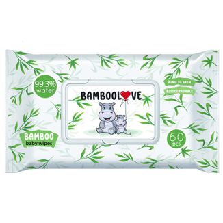 Bamboolove, bambusowe chusteczki nawilżane, biodegradowalne, 60 sztuk - zdjęcie produktu