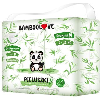 Bamboolove, pieluchy jednorazowe z włóknem bambusowym, rozmiar M, 6-11 kg, 24 sztuki - zdjęcie produktu