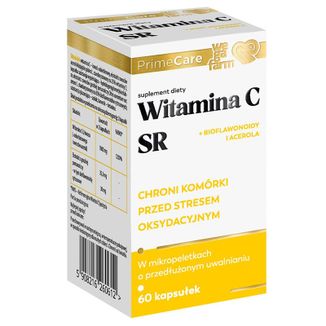 Wegafarm Witamina C SR + bioflawonoidy i acerola, 60 kapsułek - zdjęcie produktu