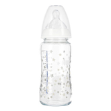 NUK First Choice+, butelka szklana antykolkowa No Colic ze wskaźnikiem temperatury i smoczkiem silikonowym, rozmiar M, 0-6 miesięcy, 240 ml - miniaturka zdjęcia produktu