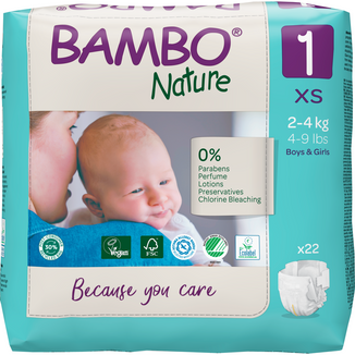 Bambo Nature, pieluchy jednorazowe, rozmiar 1, Newborn, 2-4 kg, 22 sztuki - zdjęcie produktu