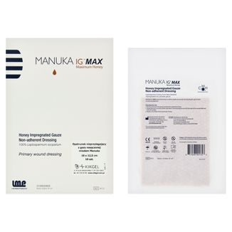 Manuka Ig Max, sterylny, nieprzywierający opatrunek nasączony miodem Manuka, 10 cm x 12,5 cm, 1 sztuka - zdjęcie produktu