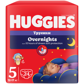 Huggies Overnights, pieluchomajtki, Disney, rozmiar 5, 12-17 kg, 24 sztuki - zdjęcie produktu