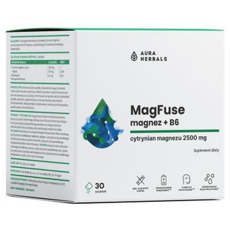 Aura Herbals MagFuse, magnez + B6, 30 saszetek - zdjęcie produktu