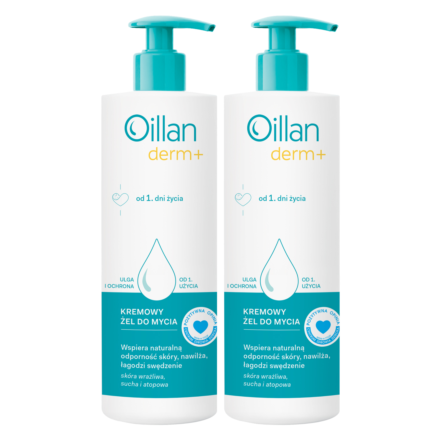 Oillan Zestaw Oillan Derm+, kremowy żel do mycia, od 1 dnia życia, 2 x 400 ml