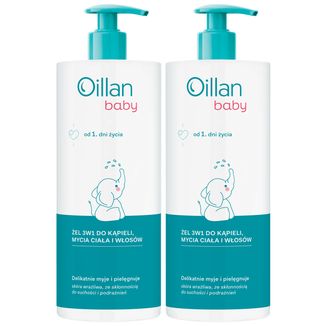 Zestaw Oillan Baby, żel do kąpieli, mycia ciała i włosów 3w1, od 1 dnia życia, 2 x 750 ml - zdjęcie produktu