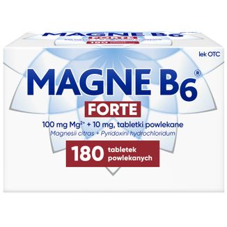 Magne B6 Forte 100 mg + 10 mg, 180 tabletek powlekanych USZKODZONE OPAKOWANIE - zdjęcie produktu