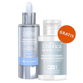 L'Biotica Estetic Clinic OXY, naprawczo-dotleniający dermo-zabieg na noc, 30 ml + oczyszczająco-rozświetlający płyn micelarny, 50 ml gratis - zdjęcie produktu