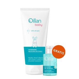 Oillan Baby, ochronne mleczko do ciała, od 1 dnia życia, 200 ml + olejkowy żel do mycia, od 1 dnia życia, 50 ml gratis - zdjęcie produktu