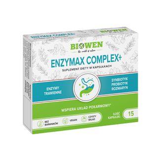 Biowen EnzyMax Complex+, enzymy trawienne, 15 kapsułek - zdjęcie produktu