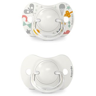 Suavinex A walk in the park SX Pro, smoczek uspokajający, 0-6 miesięcy, symetryczny, silikonowy, szary, 2 sztuki USZKODZONE OPAKOWANIE - zdjęcie produktu