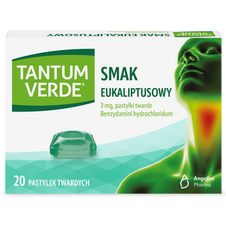 Tantum Verde 3 mg, smak eukaliptusowy, 20 pastylek twardych - zdjęcie produktu