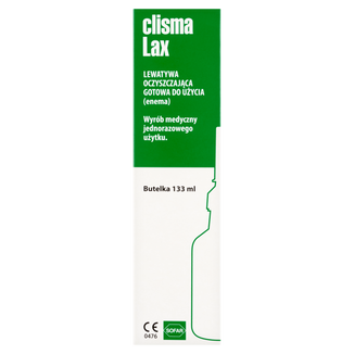 Clisma Lax, lewatywa oczyszczająca (enema), butelka, 133 ml USZKODZONE OPAKOWANIE Clisma Lax, lewatywa oczyszczająca (enema), butelka, 133 ml USZKODZONE OPAKOWANIE - zdjęcie produktu