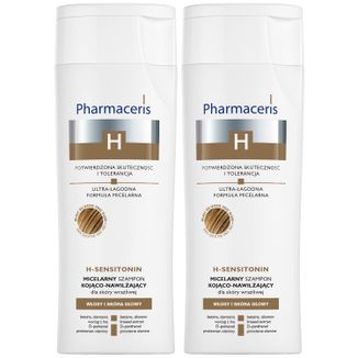 Zestaw Pharmaceris H Sensitonin, micelarny szampon kojąco-nawilżający, skóra wrażliwa, 2 x 250 ml - zdjęcie produktu