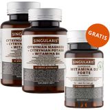 Zestaw Singularis Superior Cytrynian Magnezu + Cytrynian Potasu + Witamina B6, 2 x 60 tabletek powlekanych + Witamina D3 Forte 4000 IU, 60 kapsułek miękkich gratis - miniaturka zdjęcia produktu