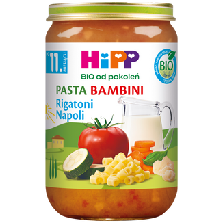 HiPP Pasta Bambini Bio, rigatoni napoli, po 11 miesiącu, 220 g  - zdjęcie produktu