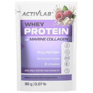 ActivLab Pharma Whey Protein with Marine Collagen, białko, smak malina-biała czekolada, 30 g - zdjęcie produktu