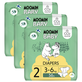Moomin Baby, pieluchy, rozmiar 2, 3-6 kg, 168  sztuk USZKODZONE OPAKOWANIE - miniaturka zdjęcia produktu