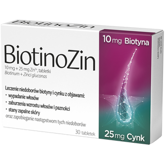 BiotinoZin 10 mg + 25 mg Zn2+, 30 tabletek USZKODZONE OPAKOWANIE - zdjęcie produktu