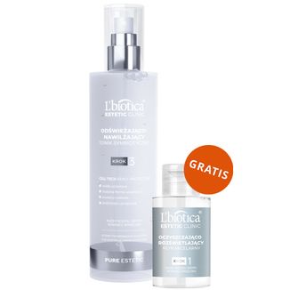 L'Biotica Estetic Clinic Pure, odświeżająco-nawilżający tonik, 200 ml + oczyszczająco-rozświetlający płyn micelarny, 50 ml gratis - zdjęcie produktu