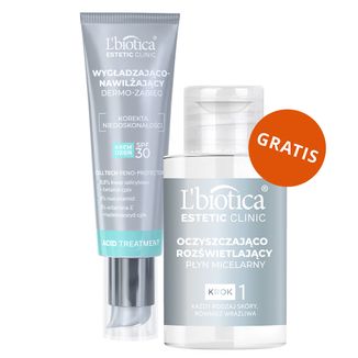 L'Biotica Estetic Clinic Acid, wygładzająco-nawilżający dermo-zabieg, SPF 30, 35 ml + oczyszczająco-rozświetlający płyn micelarny, 50 ml gratis - zdjęcie produktu