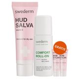 Zestaw Swederm Hudsalva, maść silnie natłuszczająca z witaminą E, skóra sucha, 100 ml + Swederm Comfort roll, 60 ml + Hudsalva maść z witaminą E, 2 x 8 ml gratis - miniaturka zdjęcia produktu
