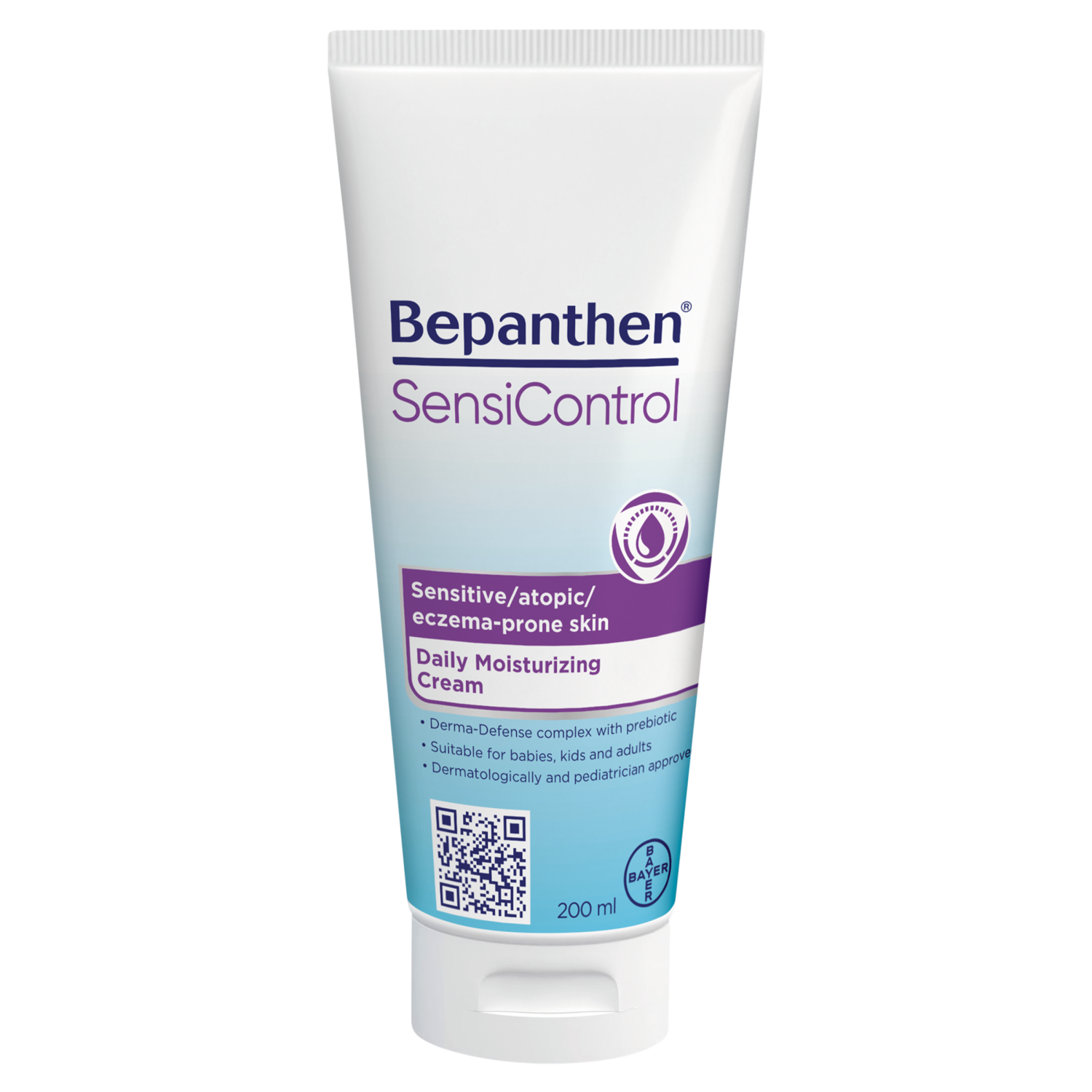 Bepanthen SensiControl, Feuchtigkeitscreme für tägliche Pflege für Babys, Kinder und Erwachsene, Haut atopisch, 200 ml
