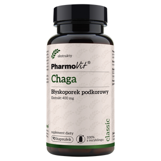 Pharmovit Chaga, błyskoporek podkorowy, 90 kapsułek - zdjęcie produktu