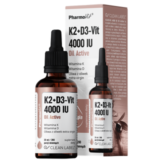 Pharmovit K2+D3-Vit 4000 IU Oil Active, krople, 30 ml - zdjęcie produktu