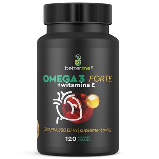 BetterMe Omega 3 Forte + witamina E, 120 kapsułek miękkich BetterMe Omega 3 Forte + witamina E, 120 kapsułek miękkich - zdjęcie produktu