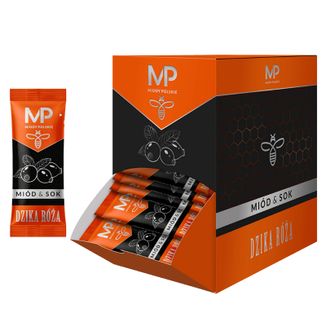 Miody Polskie Sok & Miód, dzika róża, stick, 100 x 6 g USZKODZONE OPAKOWANIE - zdjęcie produktu