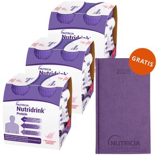 Zestaw Nutridrink Protein, preparat odżywczy, smak truskawkowy, 12 x 125 ml + kalendarz książkowy gratis - zdjęcie produktu