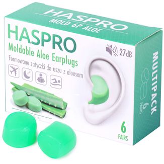 Haspro, formowane zatyczki do uszu z aloesem, 12 sztuk - zdjęcie produktu