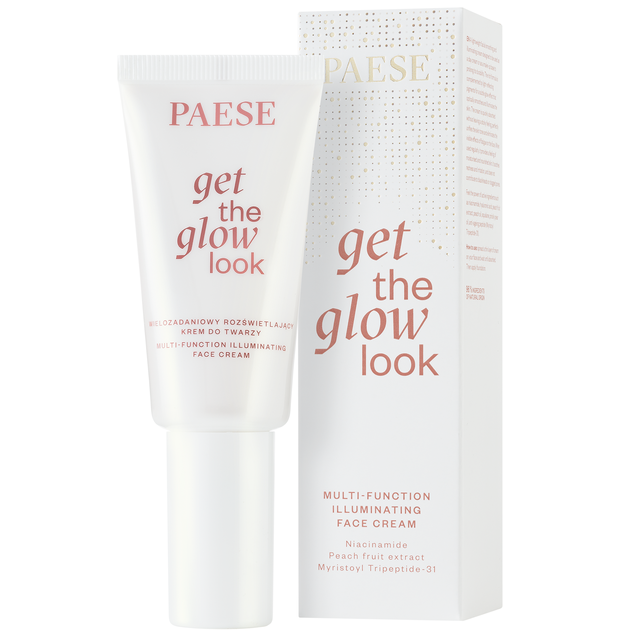 Paese Paese Get The Glow Look, wielozadaniowy rozświetlający krem do twarzy, 30 ml
