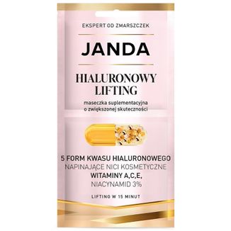 Janda Pharma Hialuronowy Lifting, maseczka suplementacyjna o zwiększonej skutecznośći, 2 x 4 ml - zdjęcie produktu