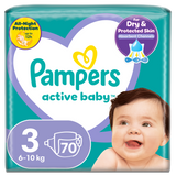 Pampers Active Baby, pieluchy, rozmiar 3, 6-10 kg, 70 sztuk - miniaturka zdjęcia produktu